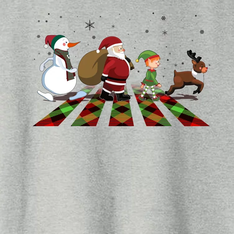 Cute Funny Christmas Road Frosty Santa Elf Reindeer Women's Crop Top Tee