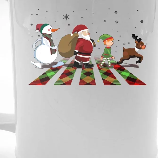 Cute Funny Christmas Road Frosty Santa Elf Reindeer Front & Back Beer Stein