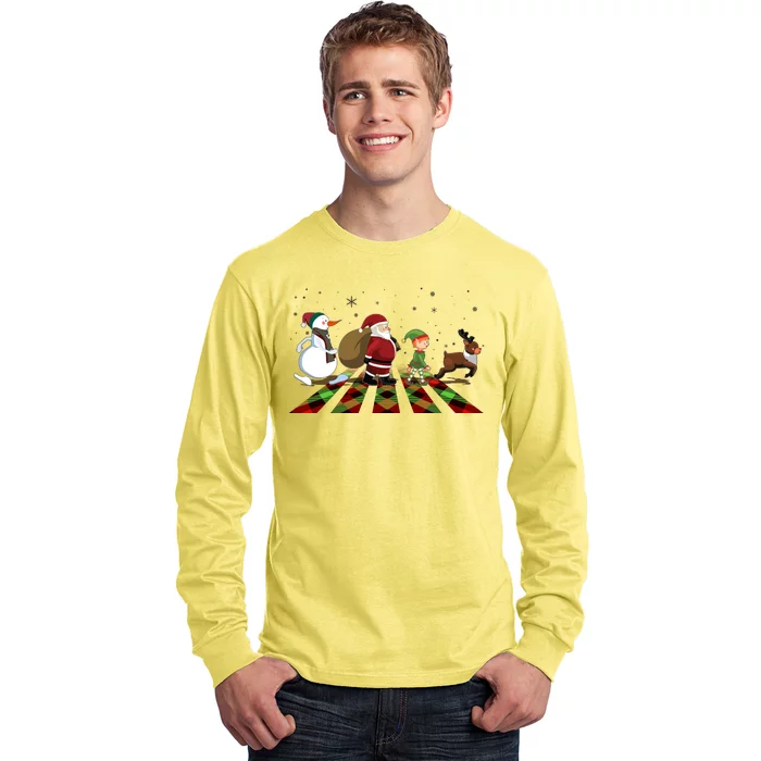 Cute Funny Christmas Road Frosty Santa Elf Reindeer Long Sleeve Shirt