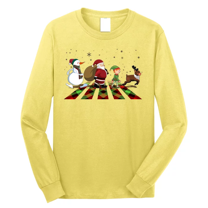 Cute Funny Christmas Road Frosty Santa Elf Reindeer Long Sleeve Shirt