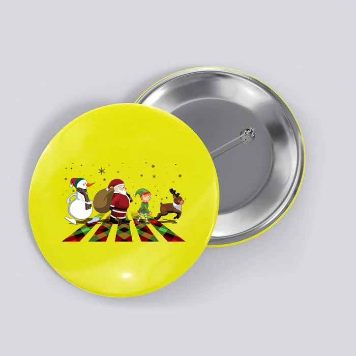 Cute Funny Christmas Road Frosty Santa Elf Reindeer Button