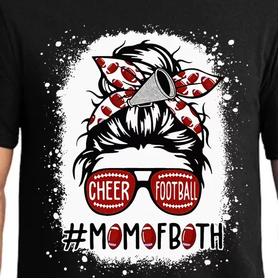 Cheer Football Cheerleading Mom Of Both Messy Hair Bun Pajama Set