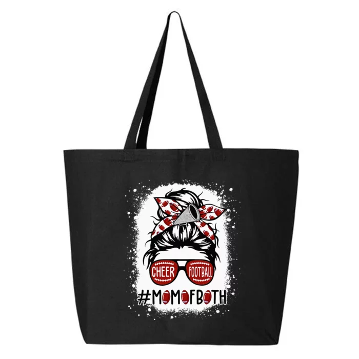 Cheer Football Cheerleading Mom Of Both Messy Hair Bun 25L Jumbo Tote