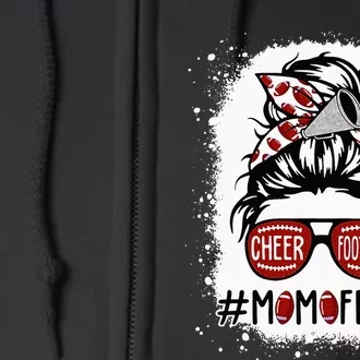 Cheer Football Cheerleading Mom Of Both Messy Hair Bun Full Zip Hoodie