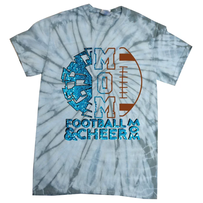 Cheer Football Cheerleading Mom Of Both Messy Bun Tie-Dye T-Shirt