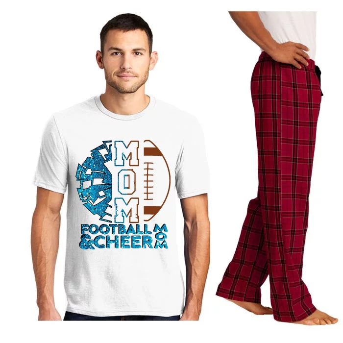 Cheer Football Cheerleading Mom Of Both Messy Bun Pajama Set