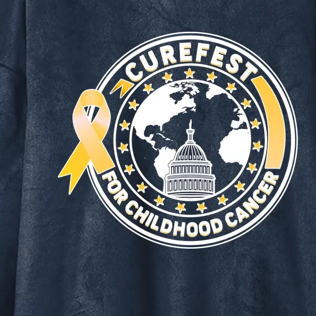 Curefest For Childhood Cancer Awareness Emblem Hooded Wearable Blanket