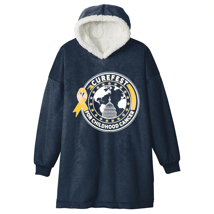 Curefest For Childhood Cancer Awareness Emblem Hooded Wearable Blanket