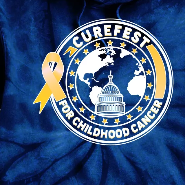 Curefest For Childhood Cancer Awareness Emblem Tie Dye Hoodie