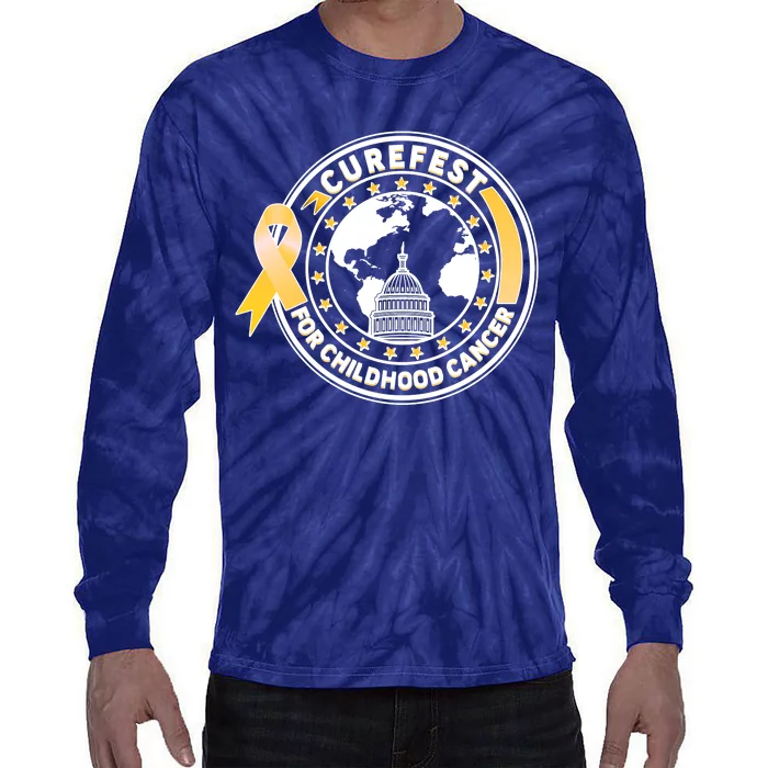 Curefest For Childhood Cancer Awareness Emblem Tie-Dye Long Sleeve Shirt