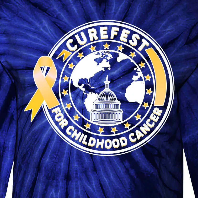 Curefest For Childhood Cancer Awareness Emblem Tie-Dye Long Sleeve Shirt