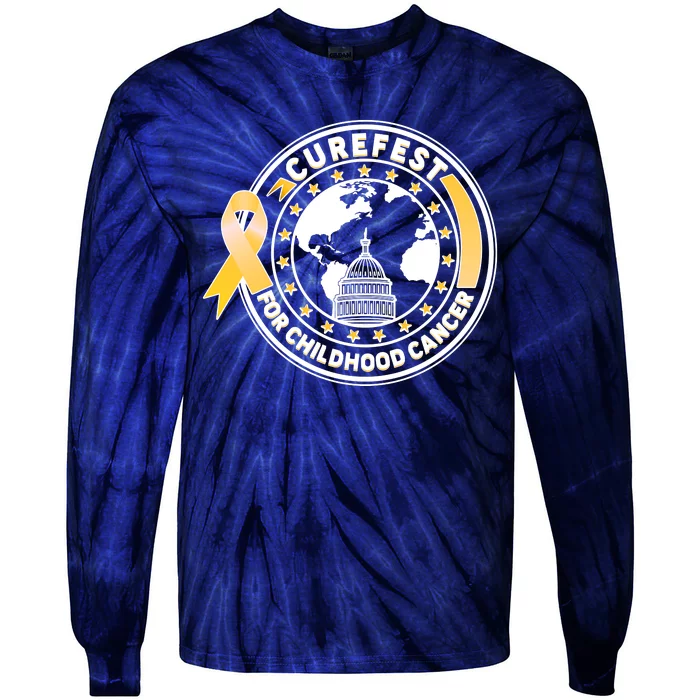 Curefest For Childhood Cancer Awareness Emblem Tie-Dye Long Sleeve Shirt