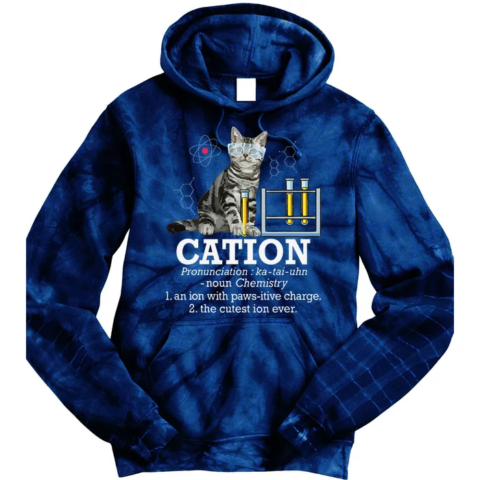 Cation Funny Chemistry Humor Science Teacher Cat Pun Tie Dye Hoodie