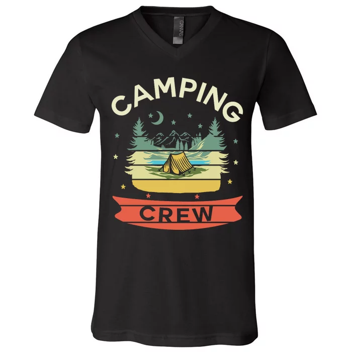 Camp Family Camping Trip Camper Matching Group Camping Crew V-Neck T-Shirt