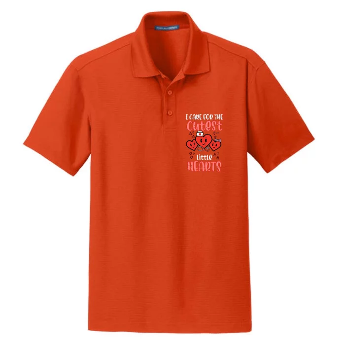 Care For Cutest Little Hearts Nurse Retro Valentines Day Dry Zone Grid Performance Polo