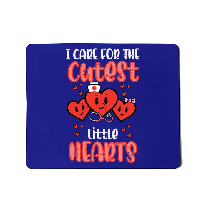 Care For Cutest Little Hearts Nurse Retro Valentines Day Mousepad