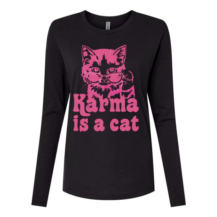 Cute Funny Cat Lover Karma Cat Womens Cotton Relaxed Long Sleeve T-Shirt