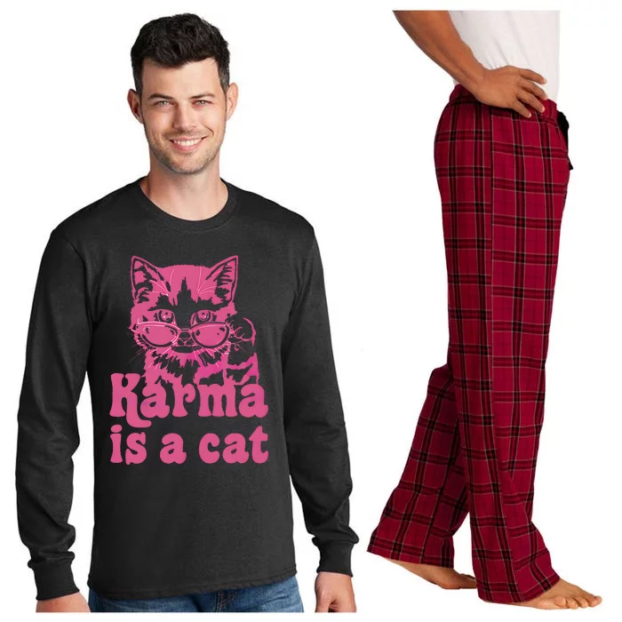 Cute Funny Cat Lover Karma Cat Long Sleeve Pajama Set