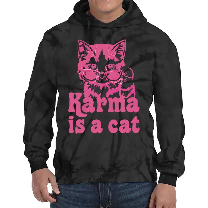 Cute Funny Cat Lover Karma Cat Tie Dye Hoodie