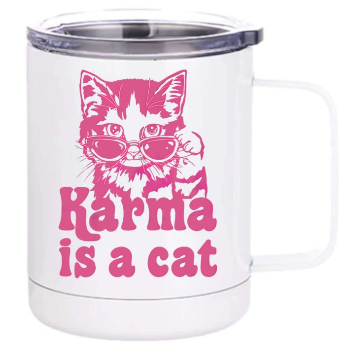 Cute Funny Cat Lover Karma Cat Front & Back 12oz Stainless Steel Tumbler Cup