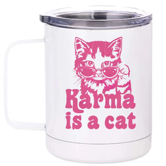 Cute Funny Cat Lover Karma Cat Front & Back 12oz Stainless Steel Tumbler Cup