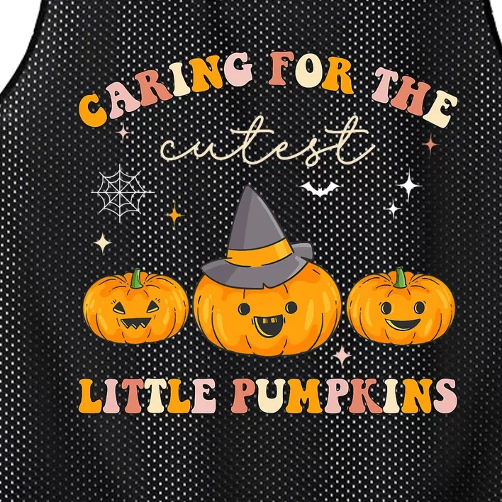 Caring For Cutest Little Pumpkins Pediatric Nurse Halloween Mesh Reversible Basketball Jersey Tank