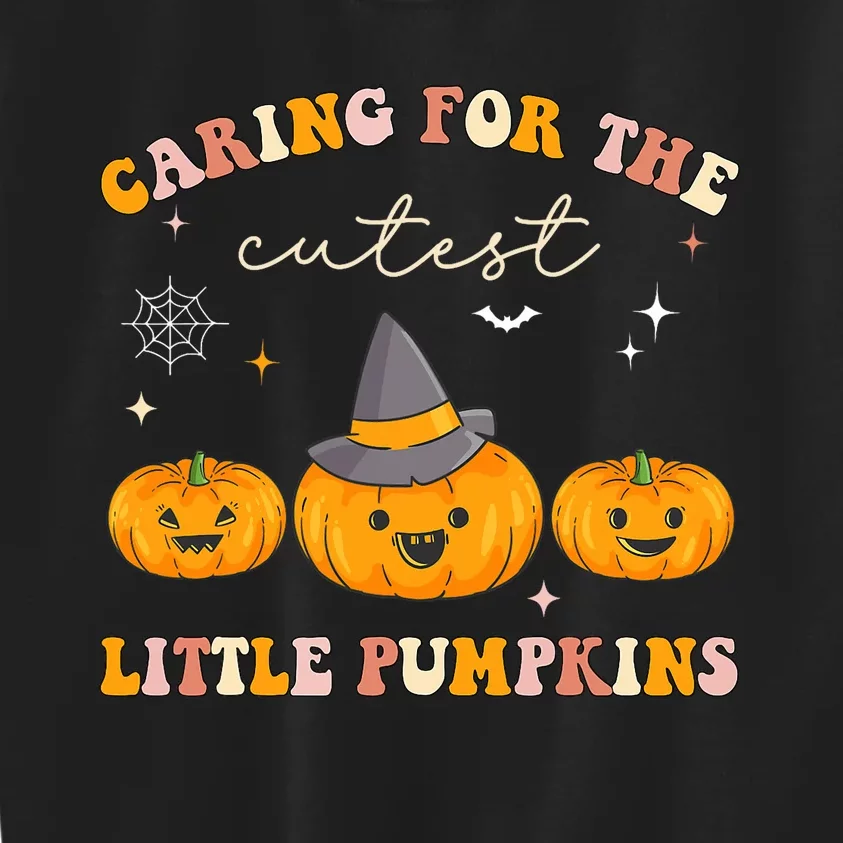 Caring For Cutest Little Pumpkins Pediatric Nurse Halloween Kids Sweatshirt