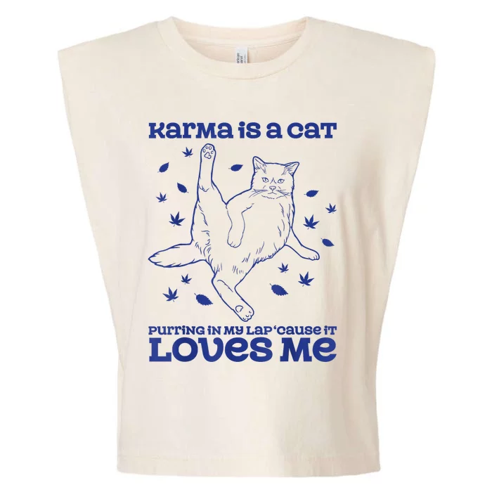 Cute Funny Cat Lover Karma Garment-Dyed Women's Muscle Tee