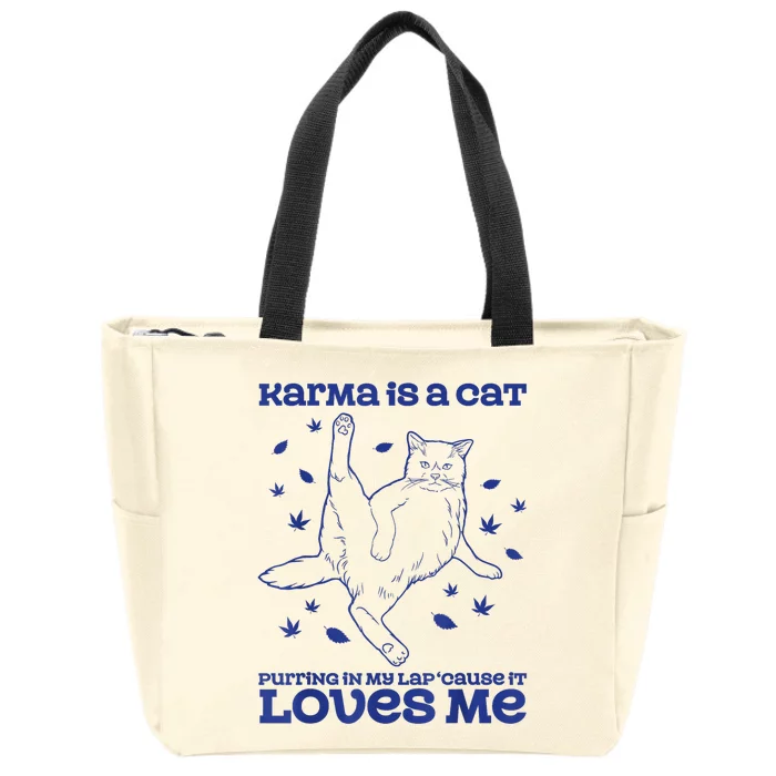 Cute Funny Cat Lover Karma Zip Tote Bag