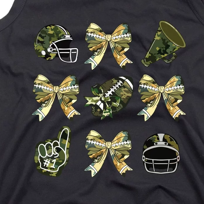 Camo Football Coquette Bow Football Mom Game Day Tank Top