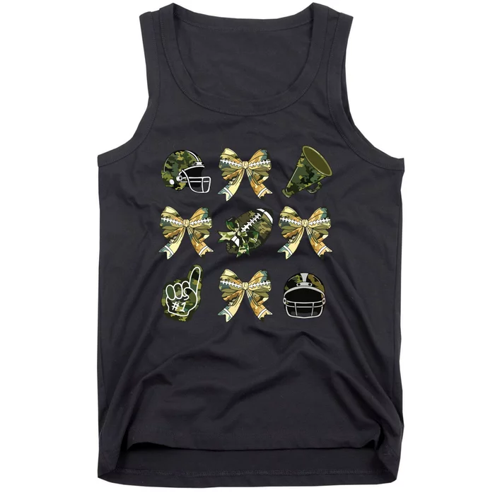 Camo Football Coquette Bow Football Mom Game Day Tank Top