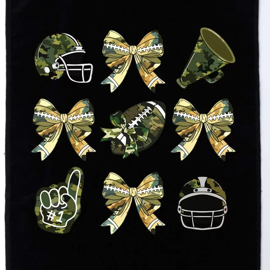 Camo Football Coquette Bow Football Mom Game Day Platinum Collection Golf Towel