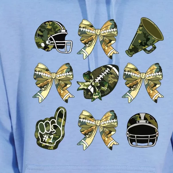 Camo Football Coquette Bow Football Mom Game Day Unisex Surf Hoodie