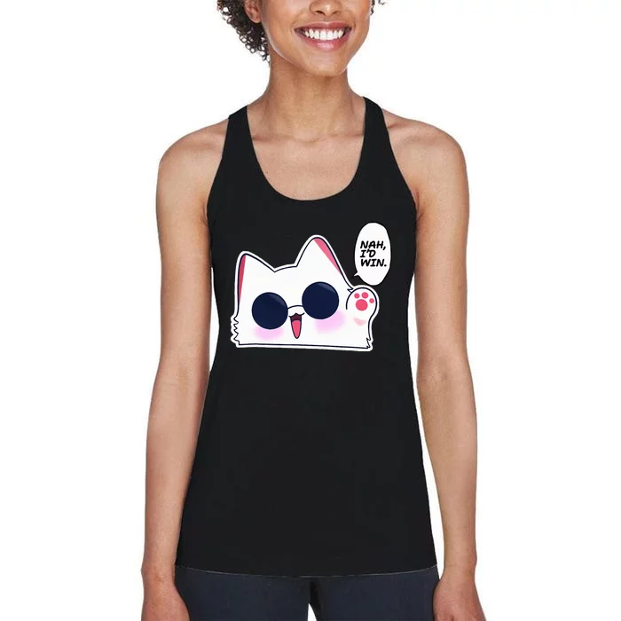 Cute Funny Cat Funny Anime Meme Nah ID Win Gojo Cat Women's Racerback Tank