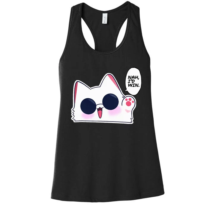 Cute Funny Cat Funny Anime Meme Nah ID Win Gojo Cat Women's Racerback Tank