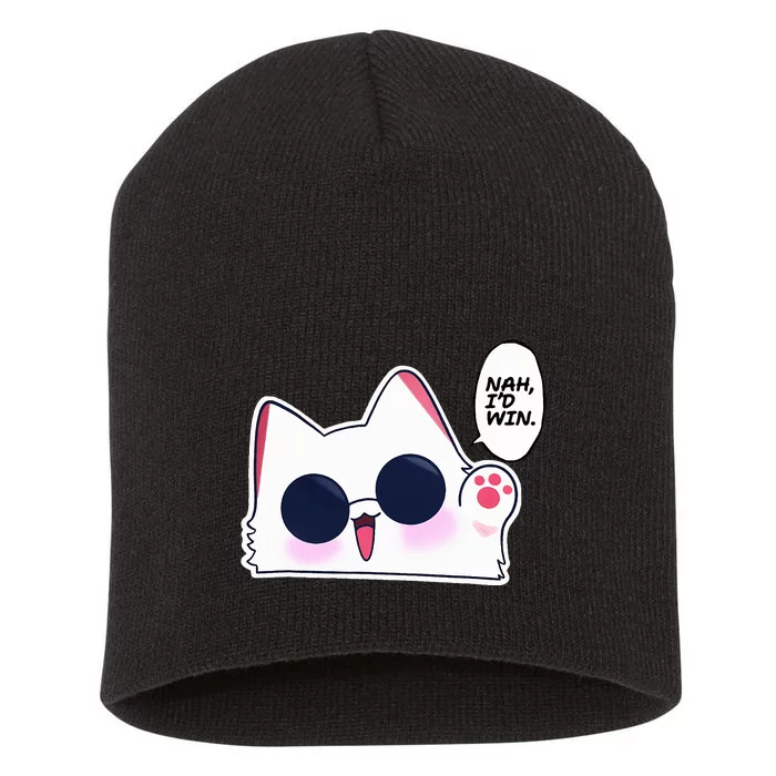 Cute Funny Cat Funny Anime Meme Nah ID Win Gojo Cat Short Acrylic Beanie