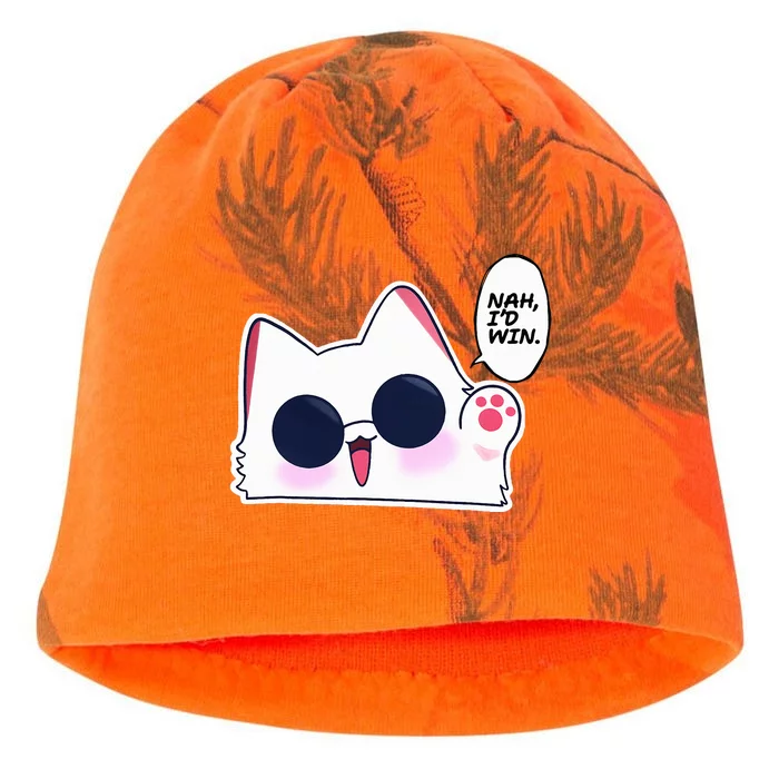 Cute Funny Cat Funny Anime Meme Nah ID Win Gojo Cat Kati - Camo Knit Beanie