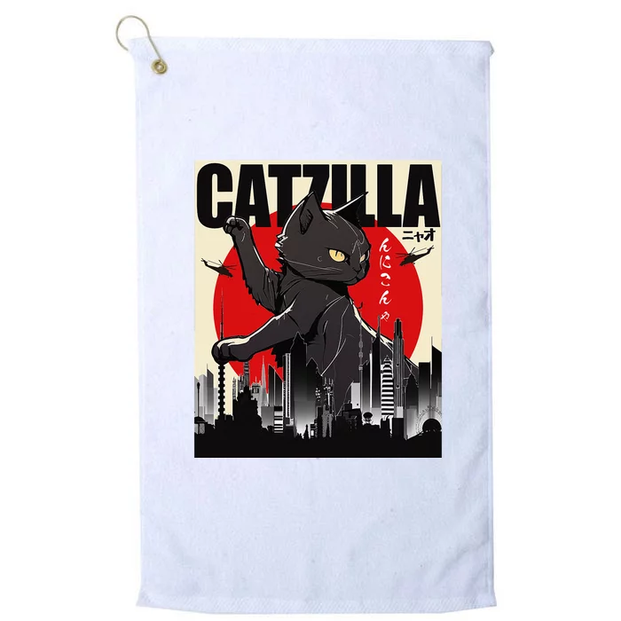 Catzilla Funny Cat Funny Cat Cat Lover Platinum Collection Golf Towel