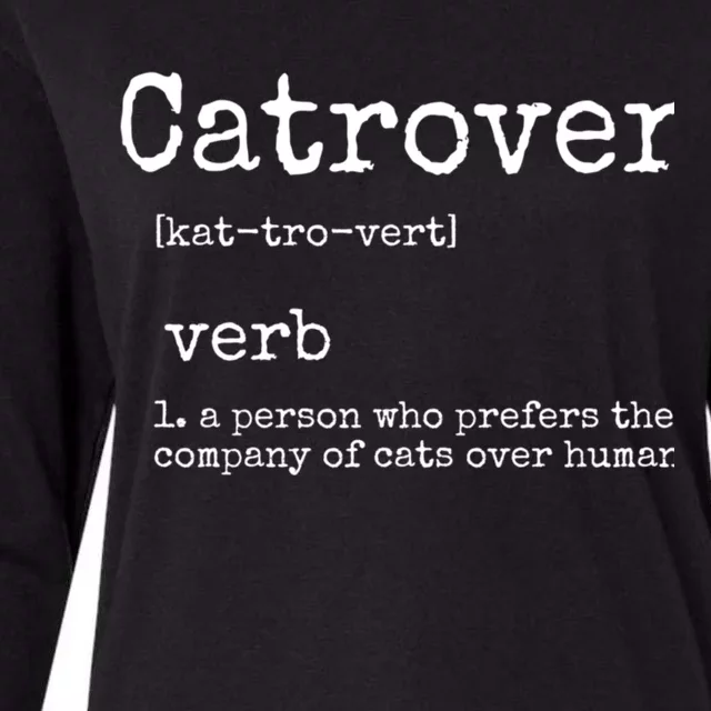 Catrovert Funny Cat Lover Womens Cotton Relaxed Long Sleeve T-Shirt