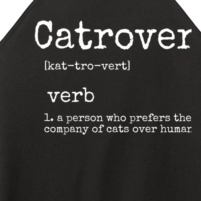 Catrovert Funny Cat Lover Women’s Perfect Tri Rocker Tank