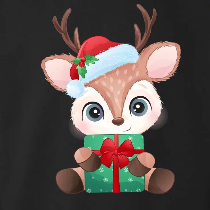 Cute Festive Christmas Reindeer Present Toddler Hoodie