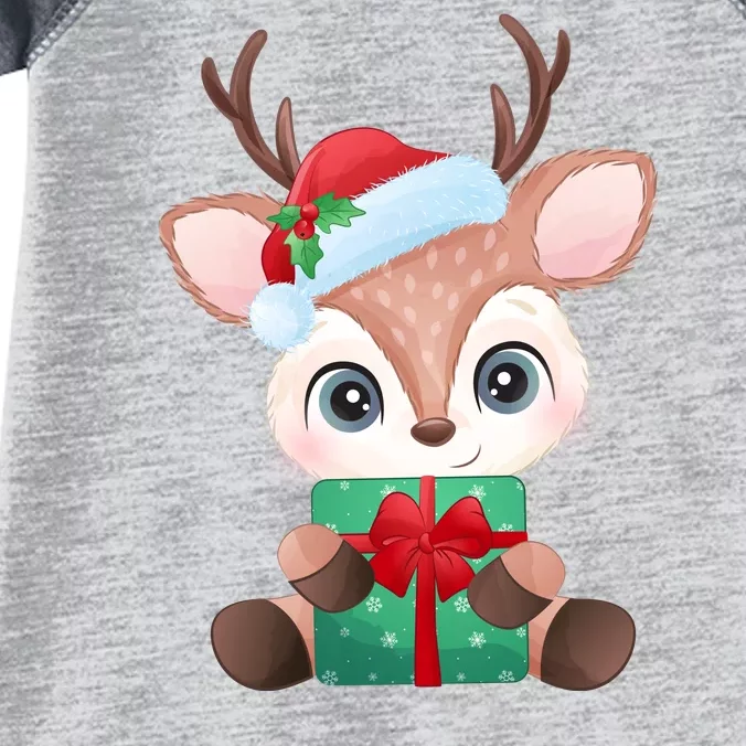 Cute Festive Christmas Reindeer Present Infant Baby Jersey Bodysuit