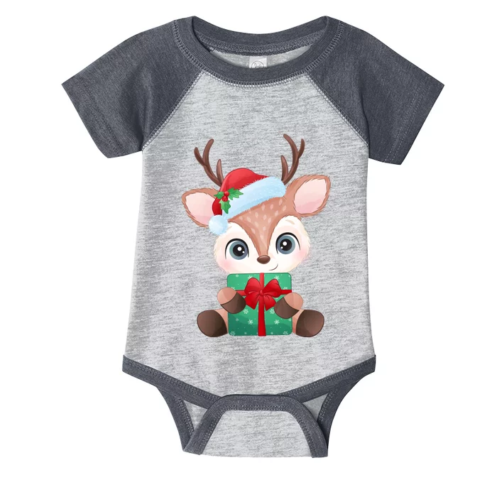 Cute Festive Christmas Reindeer Present Infant Baby Jersey Bodysuit