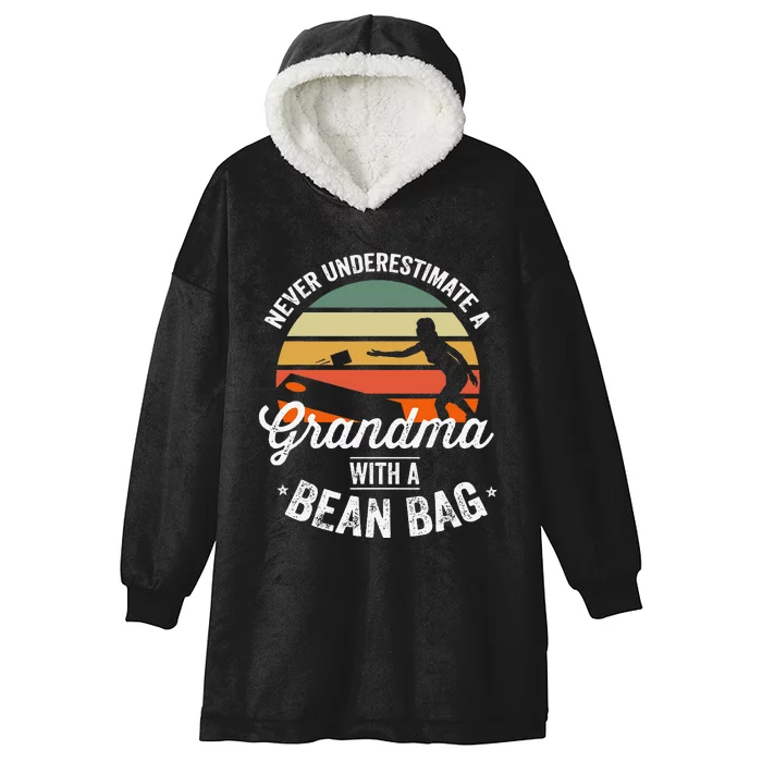 Cornhole Funny Cornhole Bean Bag Grandma 4th of July Hooded Wearable Blanket