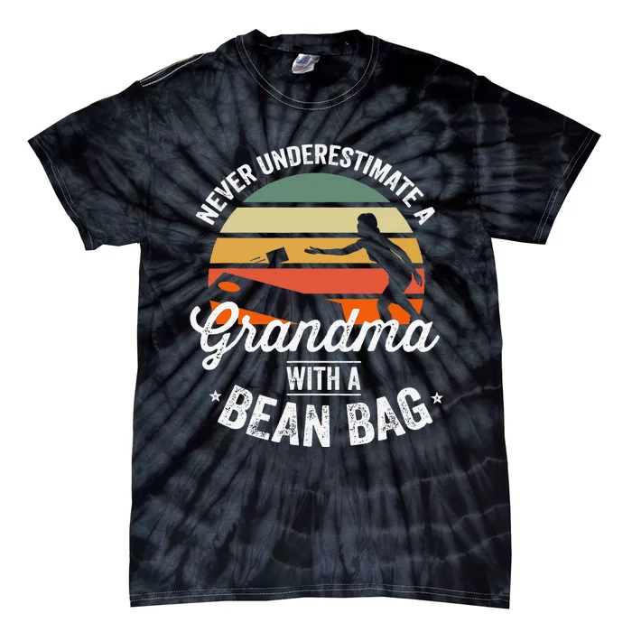 Cornhole Funny Cornhole Bean Bag Grandma 4th of July Tie-Dye T-Shirt