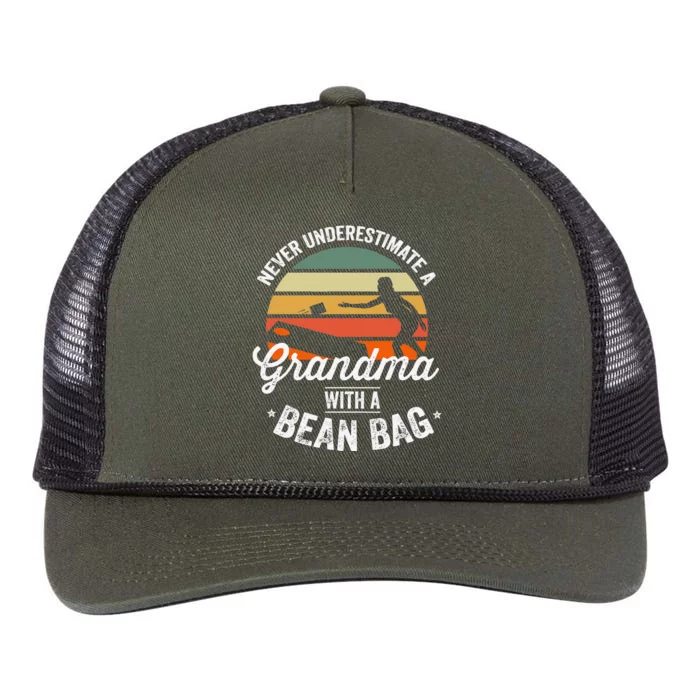 Cornhole Funny Cornhole Bean Bag Grandma 4th of July Retro Rope Trucker Hat Cap