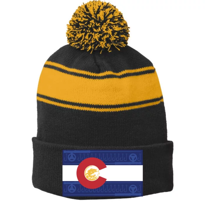 Colorado Flag Stripe Pom Pom Beanie