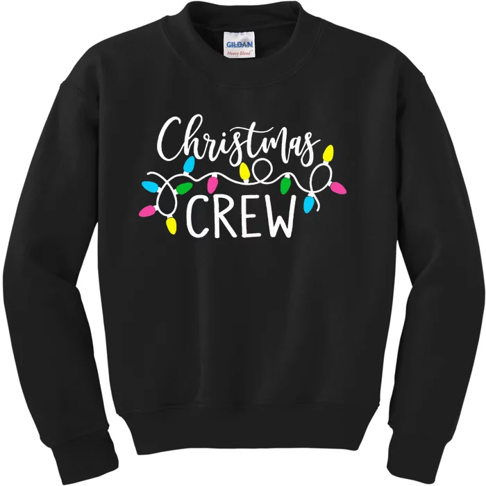 cute family christmas crew matching pajamas lights Kids Sweatshirt