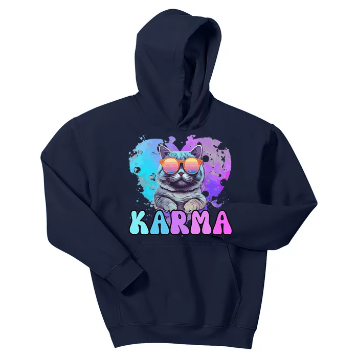 Cute Funny Cat Lover Heart Shape Karma Kids Hoodie