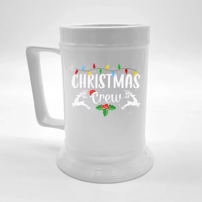 Cute Family Christmas Crew Matching Pajama Lights Front & Back Beer Stein